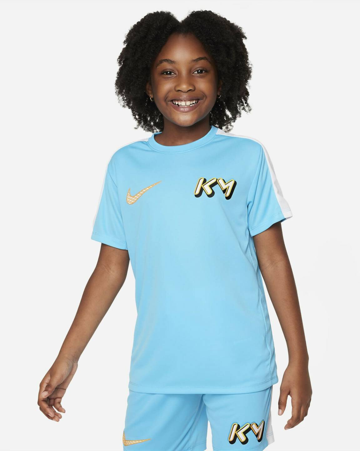 Ropa de deporte Nike Kylian Mbappe Shirt Kids (FD3146-416) Baltic Blue/White